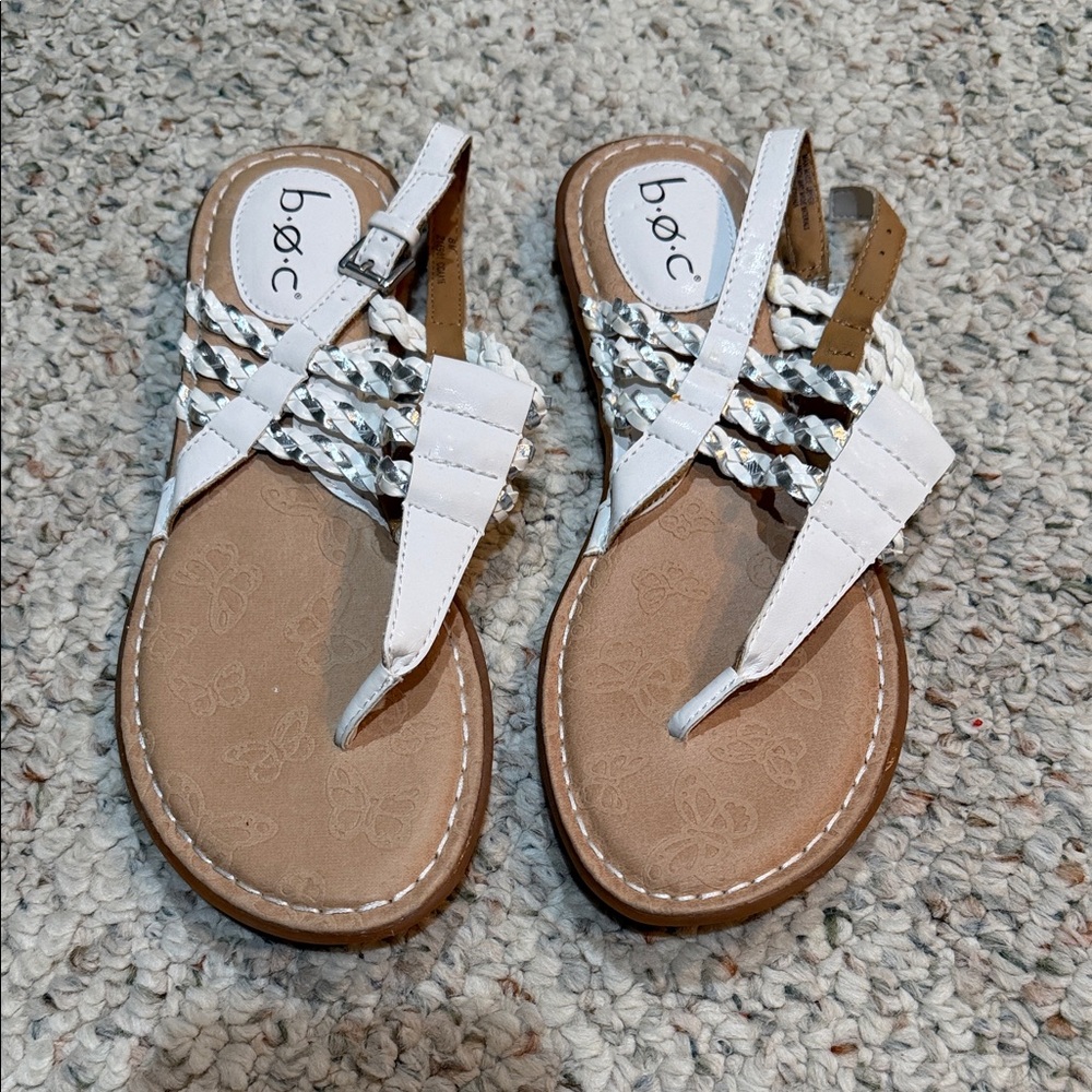 b.o.c. White Braided Sandals